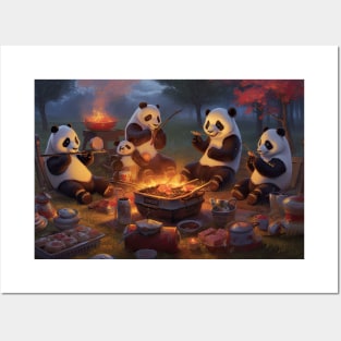 Panda Family Camping Posters and Art